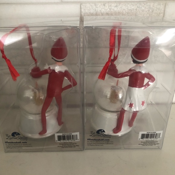 Dunkin Donuts Elf On The Shelf Ornament Snow Globe Ice Coffee Boy G… - Picture 2 of 2